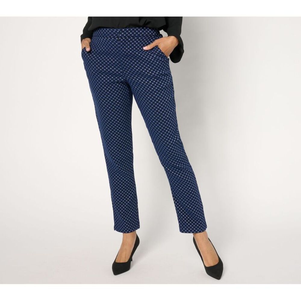 Joan Rivers Classics Collection Women's Petite Pants PM Jacquard Blue A671944